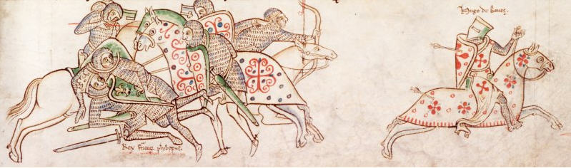 Battle of Bouvines, 1214, illustration to Chronica Majora, 13th century, St. Albans, England