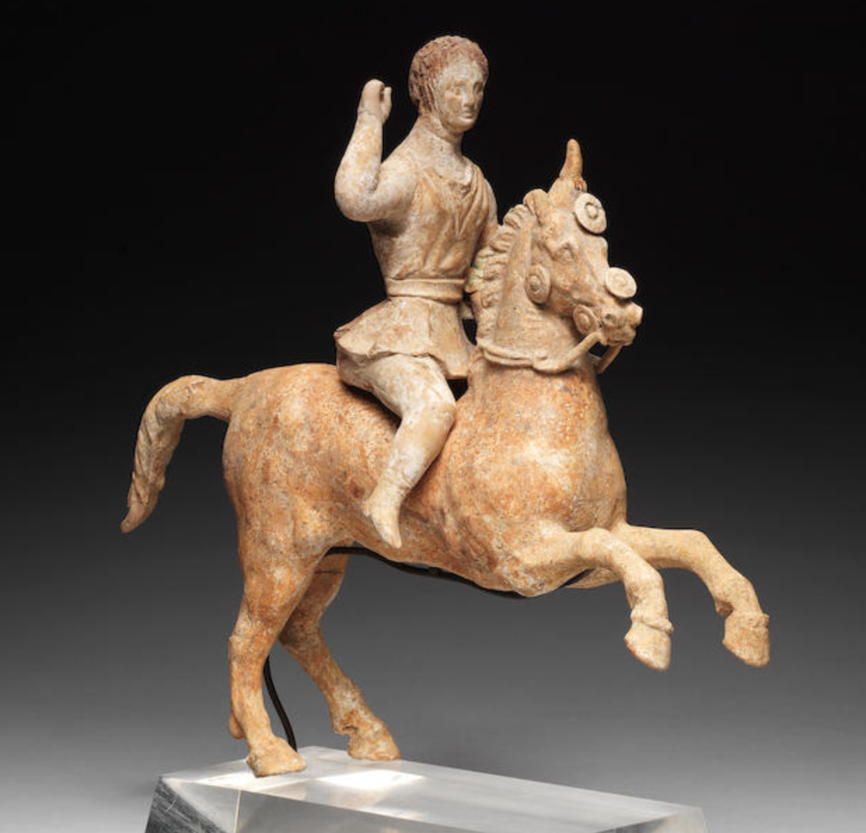 Terracotta horse and rider, 4th - 3rd century BC, Canosa, Apulia, Italy