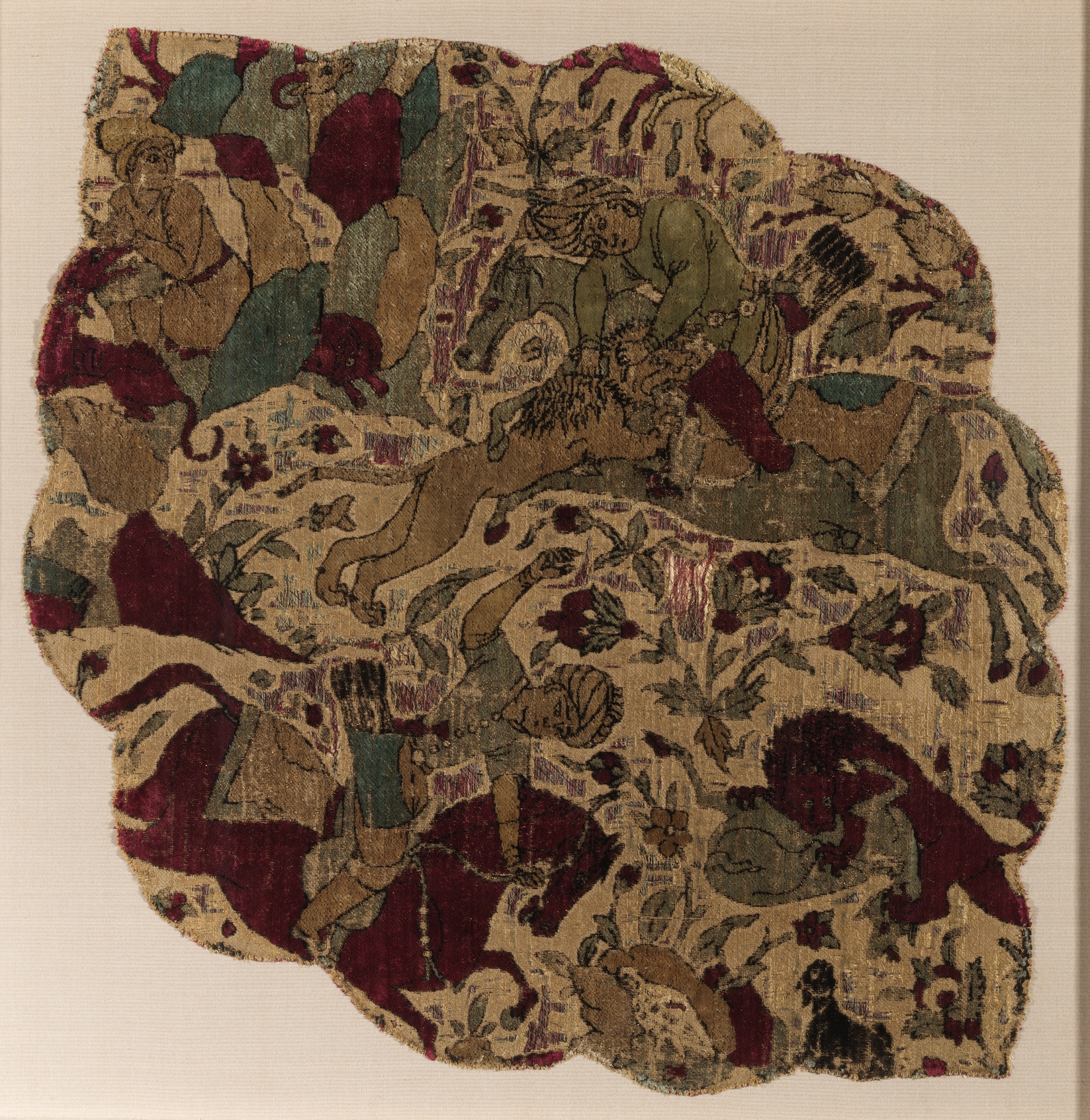 Velvet Panel with Hunting Scene, circa 1540, attributed to Iran, probably Tabriz