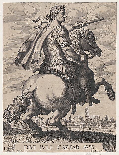 Emperor Julius Caesar on Horseback, plate 1, 1596, Antonio Tempesta