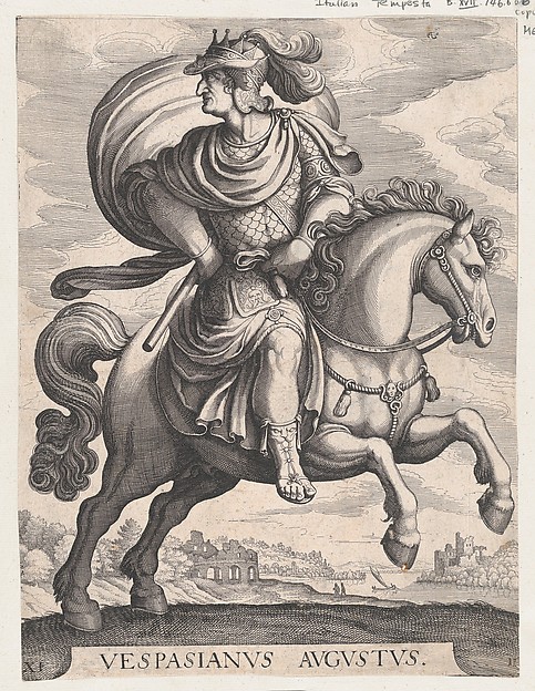 Emperor Vespasian on Horseback, plate 11, 1596, Antonio Tempesta