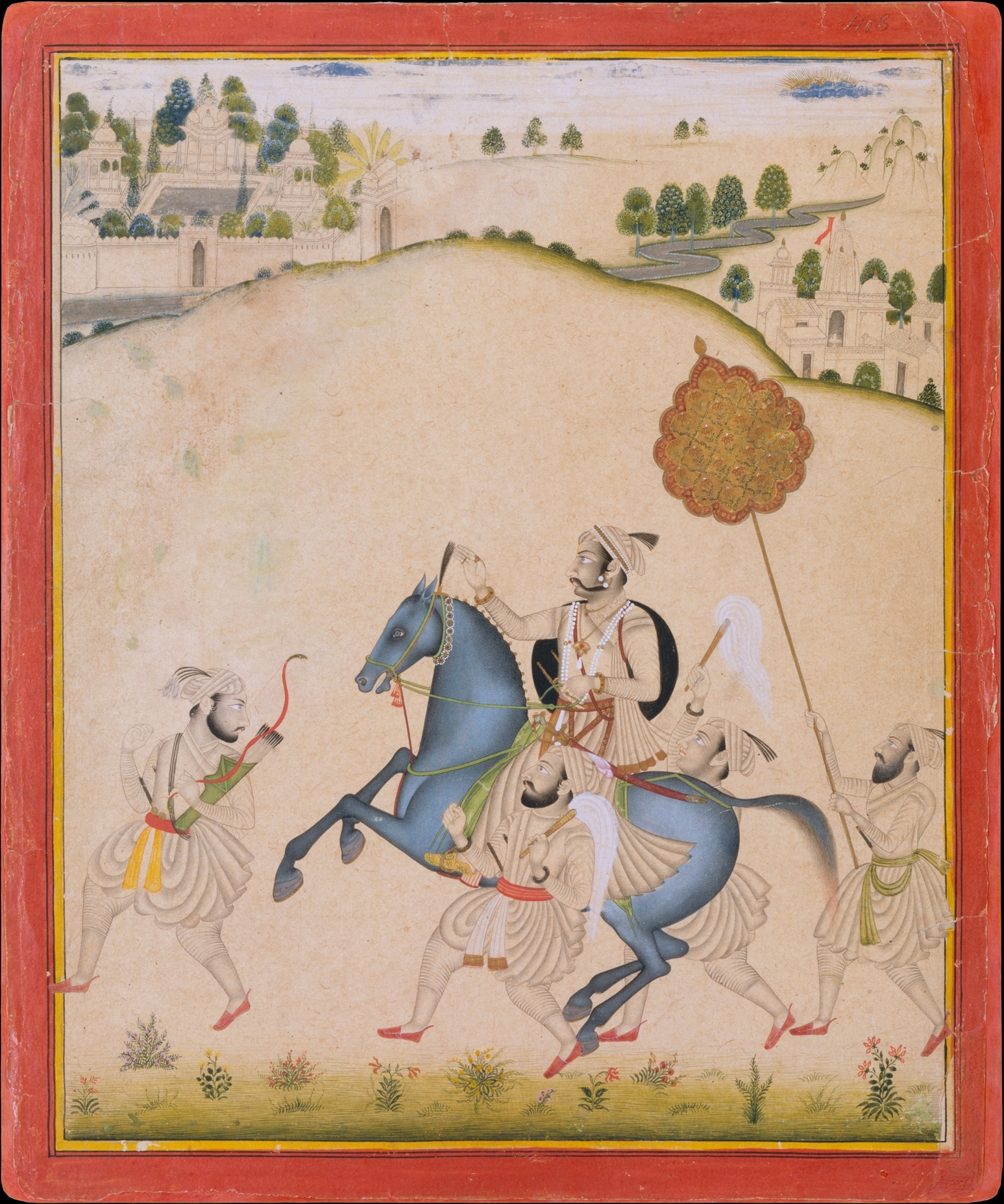 Maharana Amar Singh II Riding a Jodhpur Horse, cr. 1700-10, Rajasthan, Udaipur, India