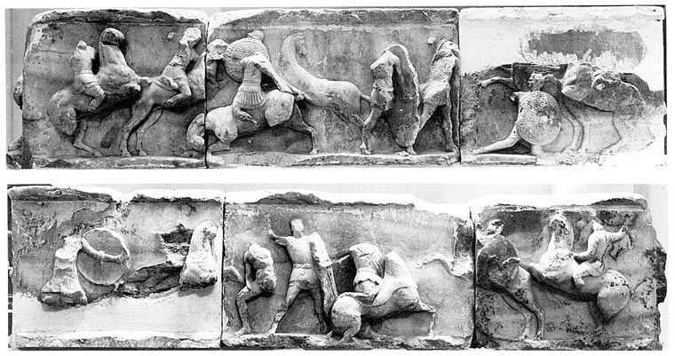 Reliefs from the monument of Aemilius Paullus (current state), shortly after 167 BC, Delphi, part of Roman Republic (now Greece)