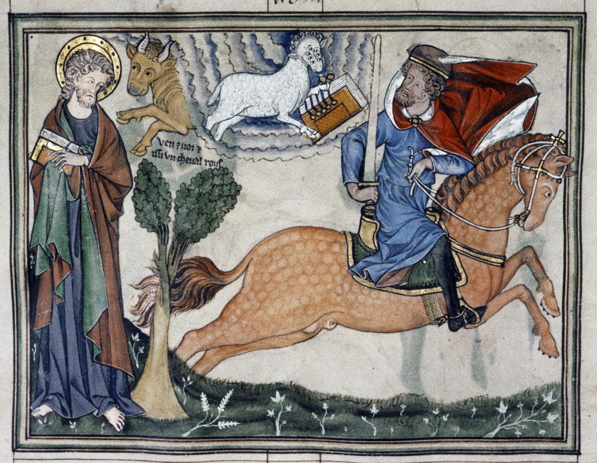 Second Horseman of the Apocalypse, illustration of Douce Apocalypse, 1265-70, England