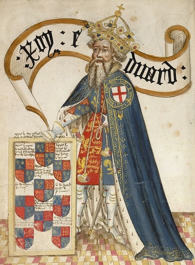 An illuminated manuscript miniature of Edward III of England, c.1430-40, William Bruges, England