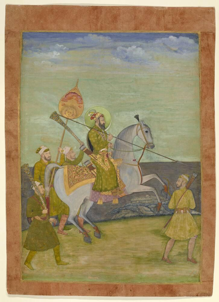 Equestrian Portrait of Bahadur Shah as a Young Man, c. 1690, attributed to Hunhar I, Mughal, India