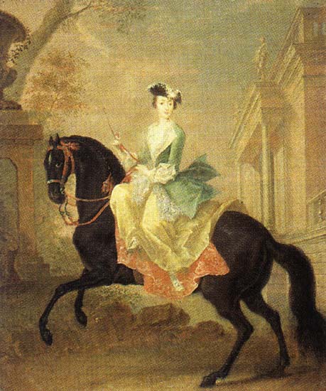 Equestrian portrait of Grand Duchess Catherine Alexeevna, 1744, G.C.Grooth