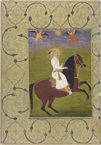 COMPARANDUM: Equestrian portrait of Shahjahan (r. 1628-58), 1750-1770, Rajasthan state, India