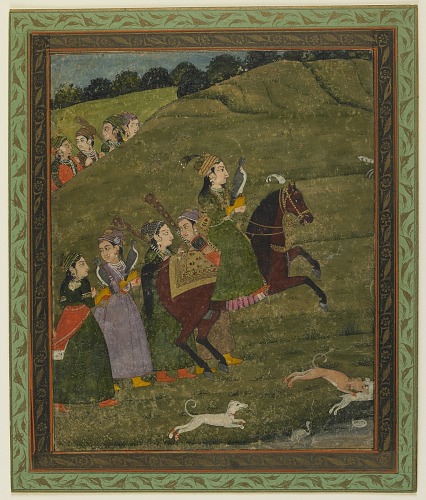 Ladies Hawking, late 18th century, Kashmir (Jammu and Kashmir), India