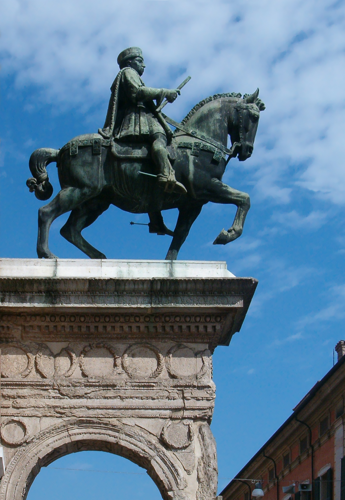 COMPARANDUM: The reproduction of the monument to Niccolò III d'Este, original created in 1451 (?) and destructed by 1796, Leon Battista Alberti or Niccolò Baroncelli and Antonio di Cristoforo (?), Ferrara, Italy