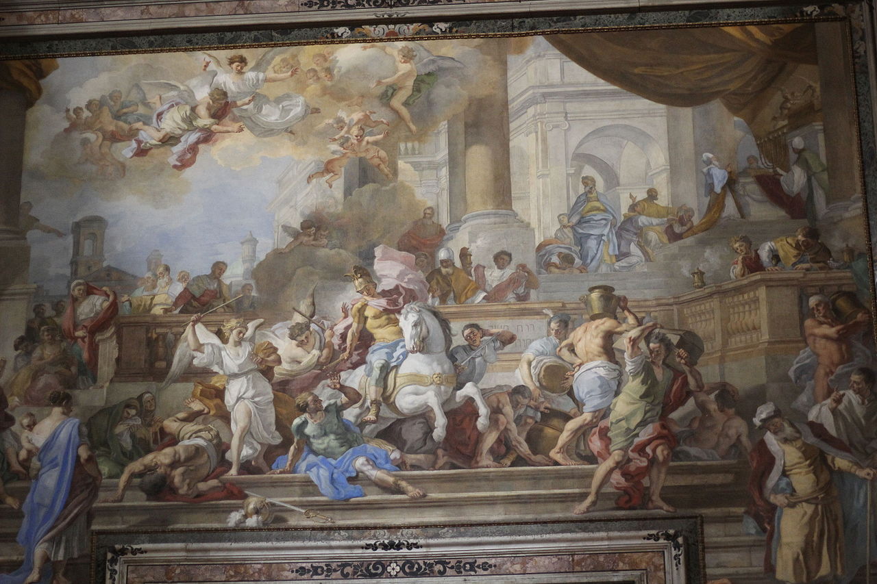 Expulsion of Heliodorus from the Temple (fresco), cr. 1725, Francesco Solimena, Naples, Italy