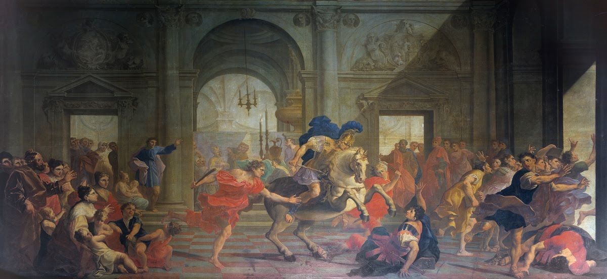Expulsion of Heliodorus from the Temple, 1700, Giuseppe Tortelli, Brescia, Italy