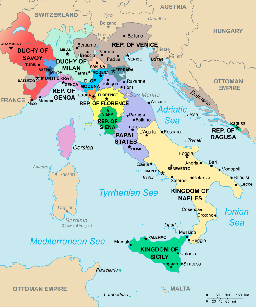 Map of Italy in 1494