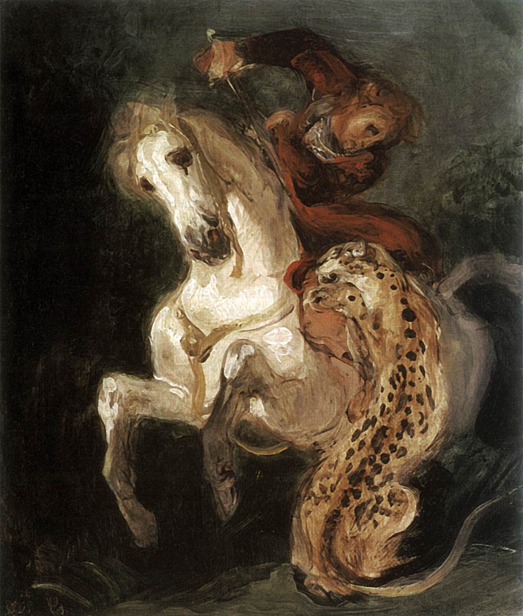 Jaguar Attacking a Horseman, cr. 1855, Delacroix Eugène, France