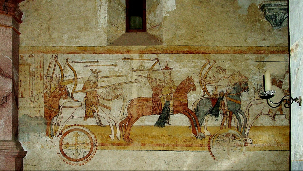 Scene from the St. Ladislaus legend, fresco, first decades of the 14th century, monastery church of Türje, Hungary