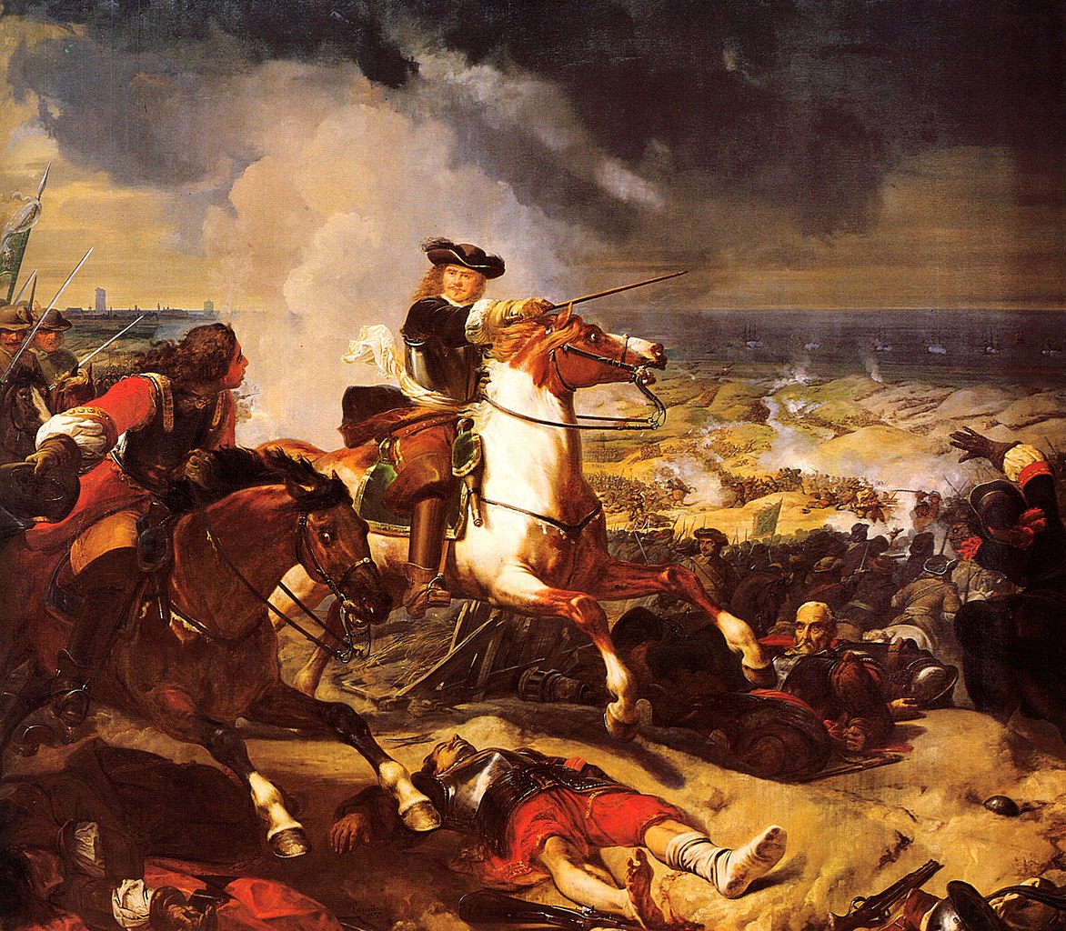 Battle of the Dunes at the siege of Dunkirk (1658), 1837, Charles-Philippe Larivière, Galerie des Batailles, Versailles, France