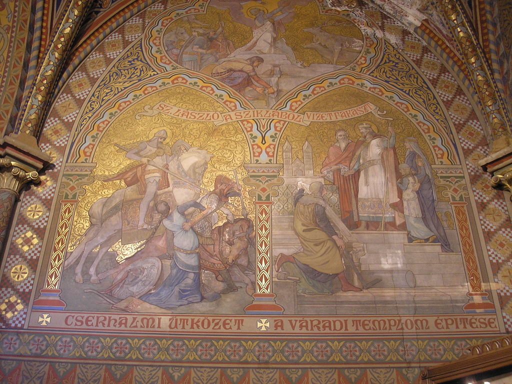 Ladislaus I of Hungary legend, fresco, ?, Károly Lotz (1833-1904), interior of the Matthias Church, Budapest, Hungary