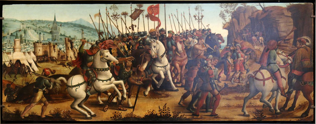 Cassone panel depicting the taking of Athens, cr. 1510, Italy