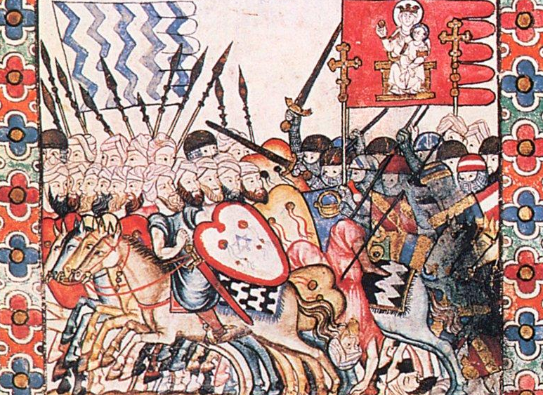 Battle of Marrakesh, from Cantigas de Santa Maria by Alfonso X of Castile El Sabio (?), 1221–84, Castile, Spain