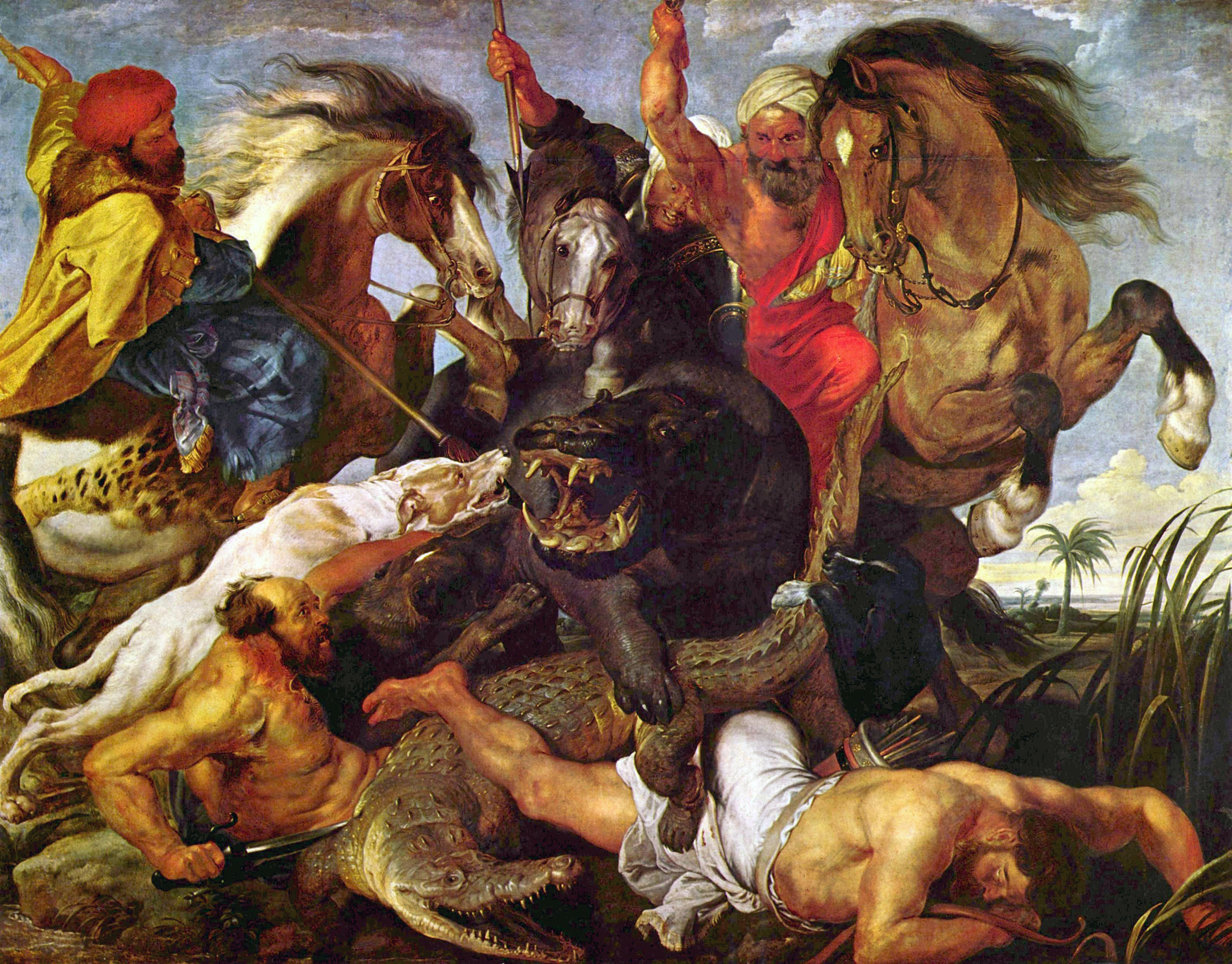 Hippopotamus and Crocodile Hunt, 1615, Peter Paul Rubens