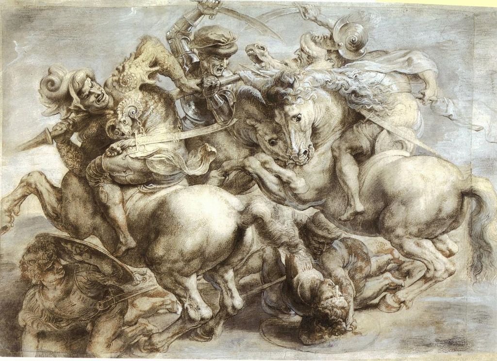 Copy of the lost Battle of Anghiari by Leonardo da Vinci, 1504-5, circa 1603, Peter Paul Rubens