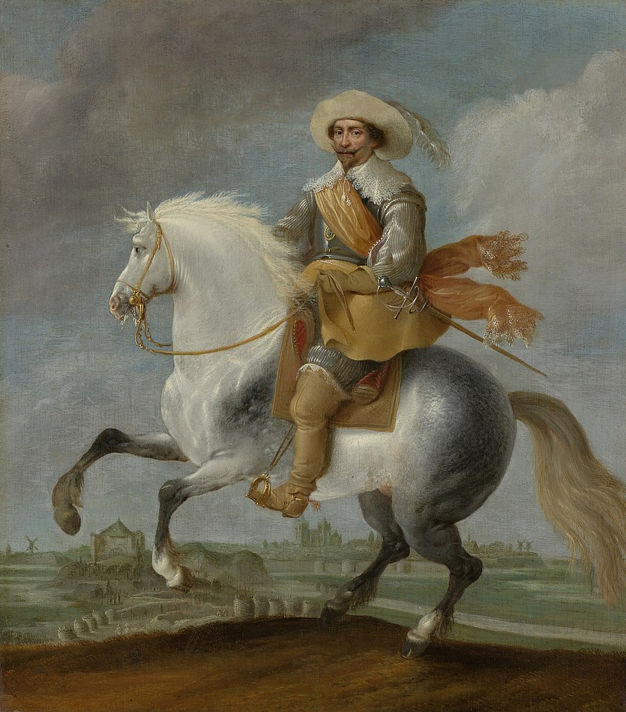 Prince Frederik Hendrik on horseback outside the fortifications of 's-Hertogenbosch, 1632-5, Pauwels van Hillegaert, Dutch