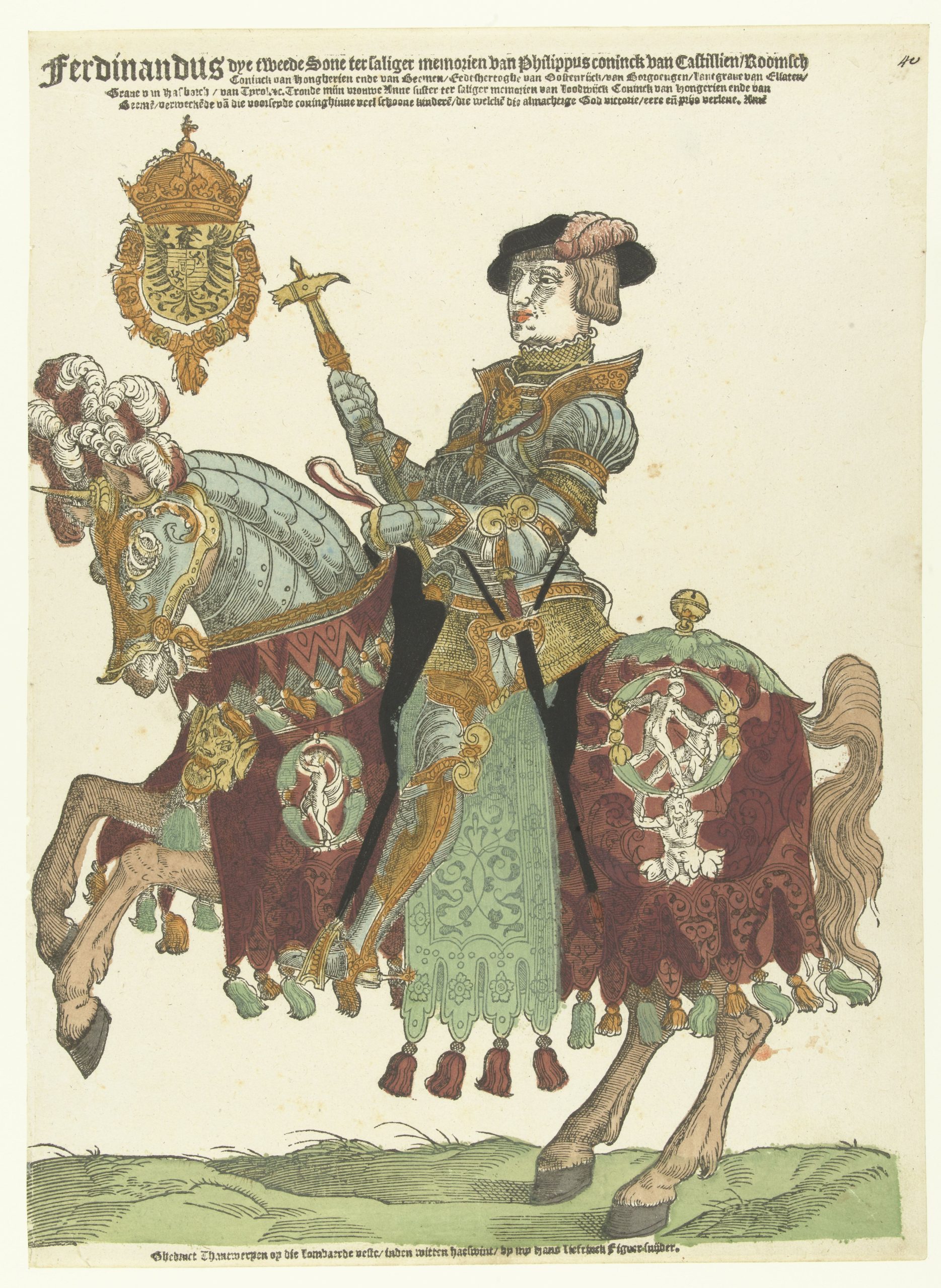 Ferdinand I, king of Austria, on Horseback, 1538-42, Cornelis Anthonisz (manner of) and Hans Liefrinck (I), Antwerp, Netherlands