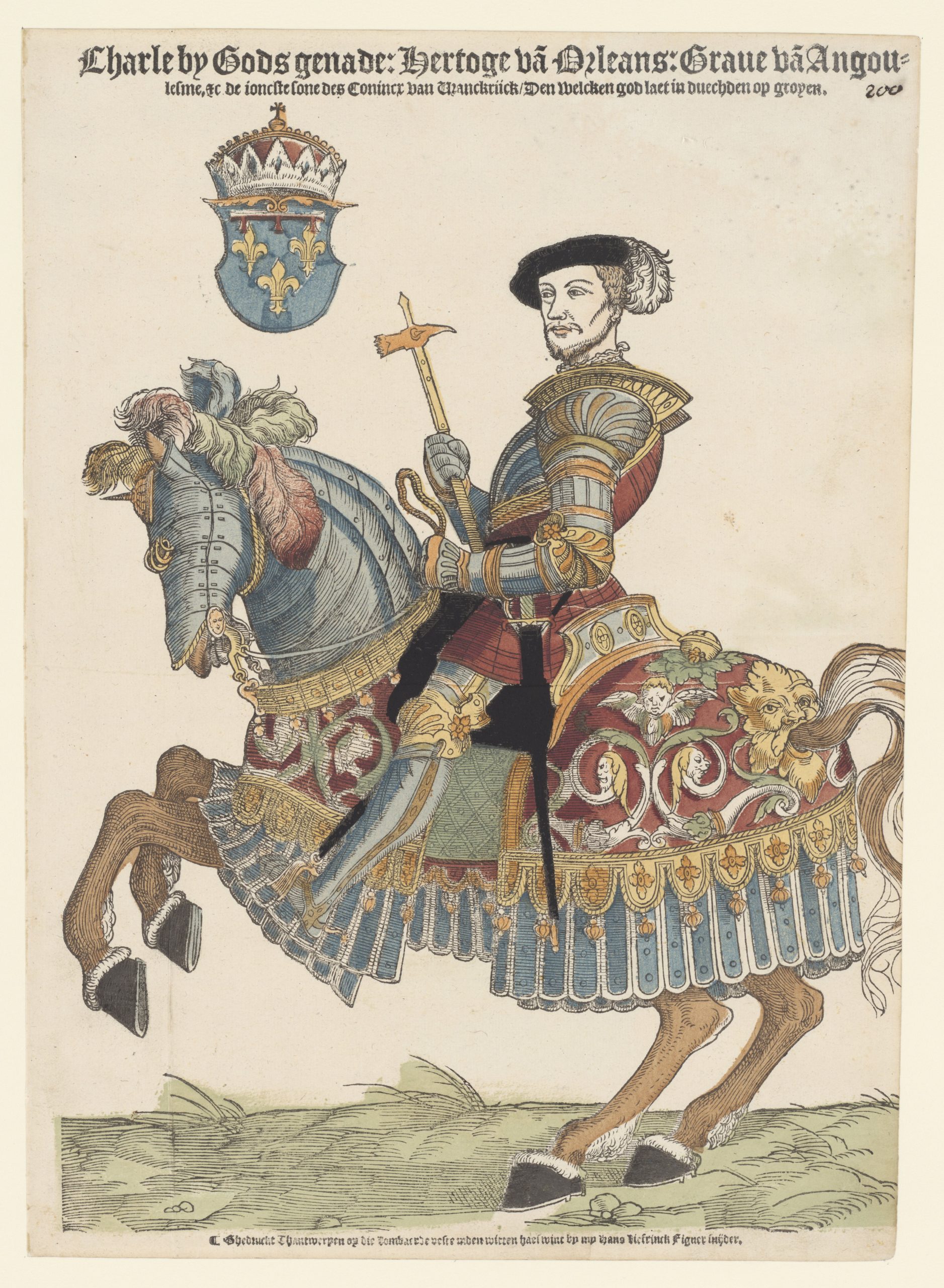 Charles, Duke of Orleans, on Horseback, 1538-45, Cornelis Anthonisz (manner of) and Hans Liefrinck (I), Antwerp, Netherlands