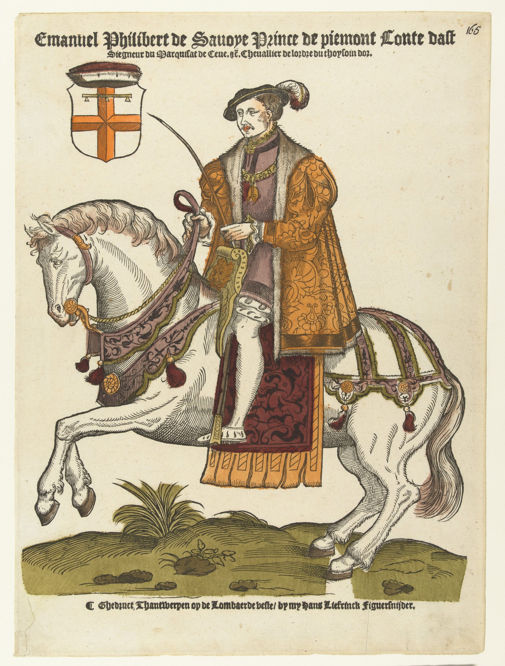 Emmanuel Philibert, duke of Savoy, on Horseback, 1546-50, Cornelis Anthonisz (manner of) and Hans Liefrinck (I), Antwerp, Netherlands