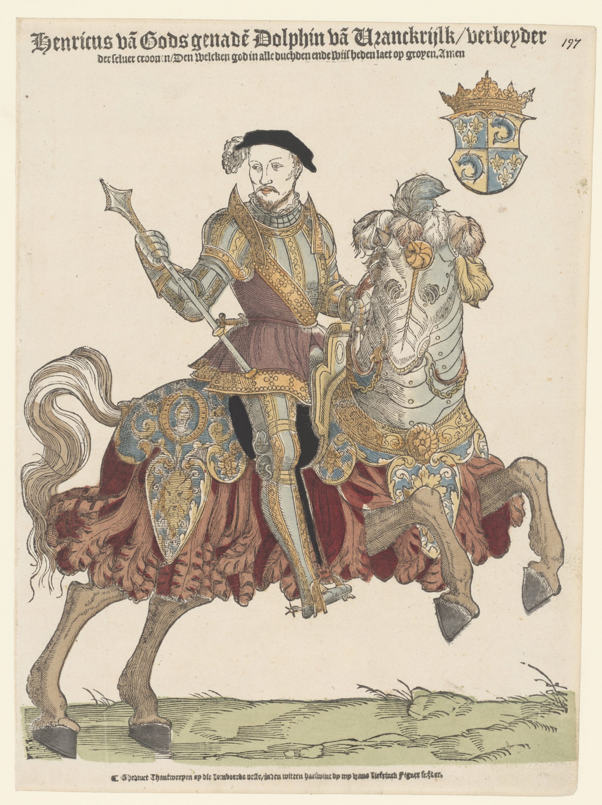 Henry II, king of France, on Horseback, 1542-43, Cornelis Anthonisz (manner of) and Hans Liefrinck (I), Antwerp, Netherlands