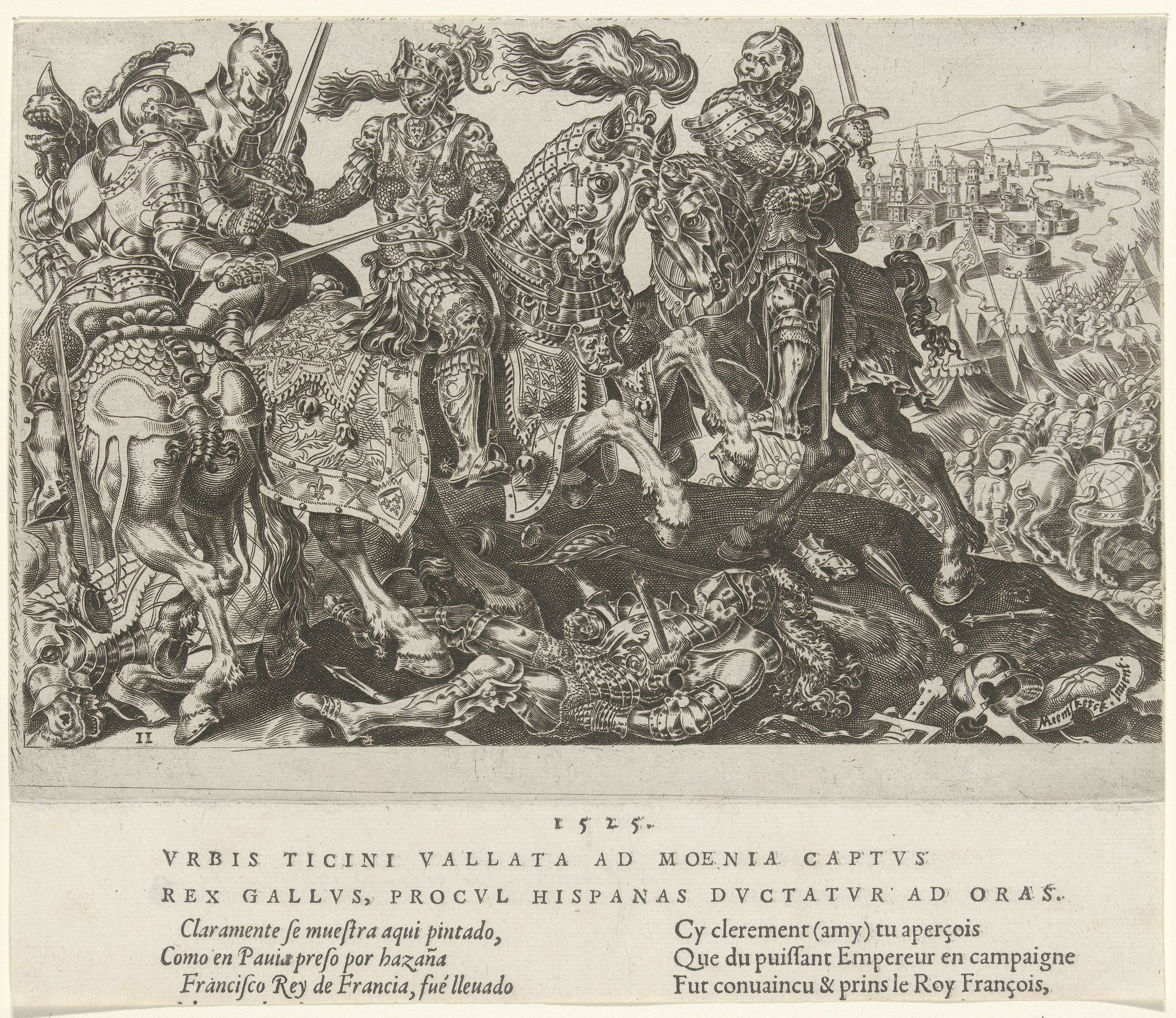 The capturing of Francis I at the Battle of Pavia, 1525, from the series 'The victories of Emperor Charles V', 1555-56, Dirck Volckertszoon Coornhert and Maarten van Heemskerck, Haarlem and Antwerp, Netherlands
