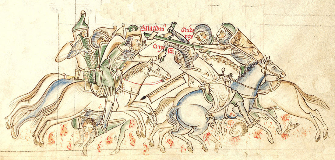 The Battle of Hattin, 4 July 1187, illustration to Chronica Majora, 13th century, St. Albans, England