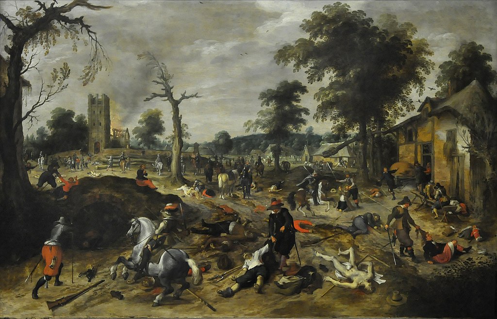 Looting of a village, possibly Wommelgem in 1589, cr. 1600-1650, Sebastiaen Vrancx, Flemish