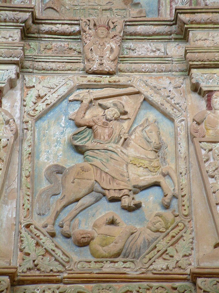 St. James panel from reredos in Cristo Rey Church, cr. 1760, Santa Fe, New Mexico, U.S.A.