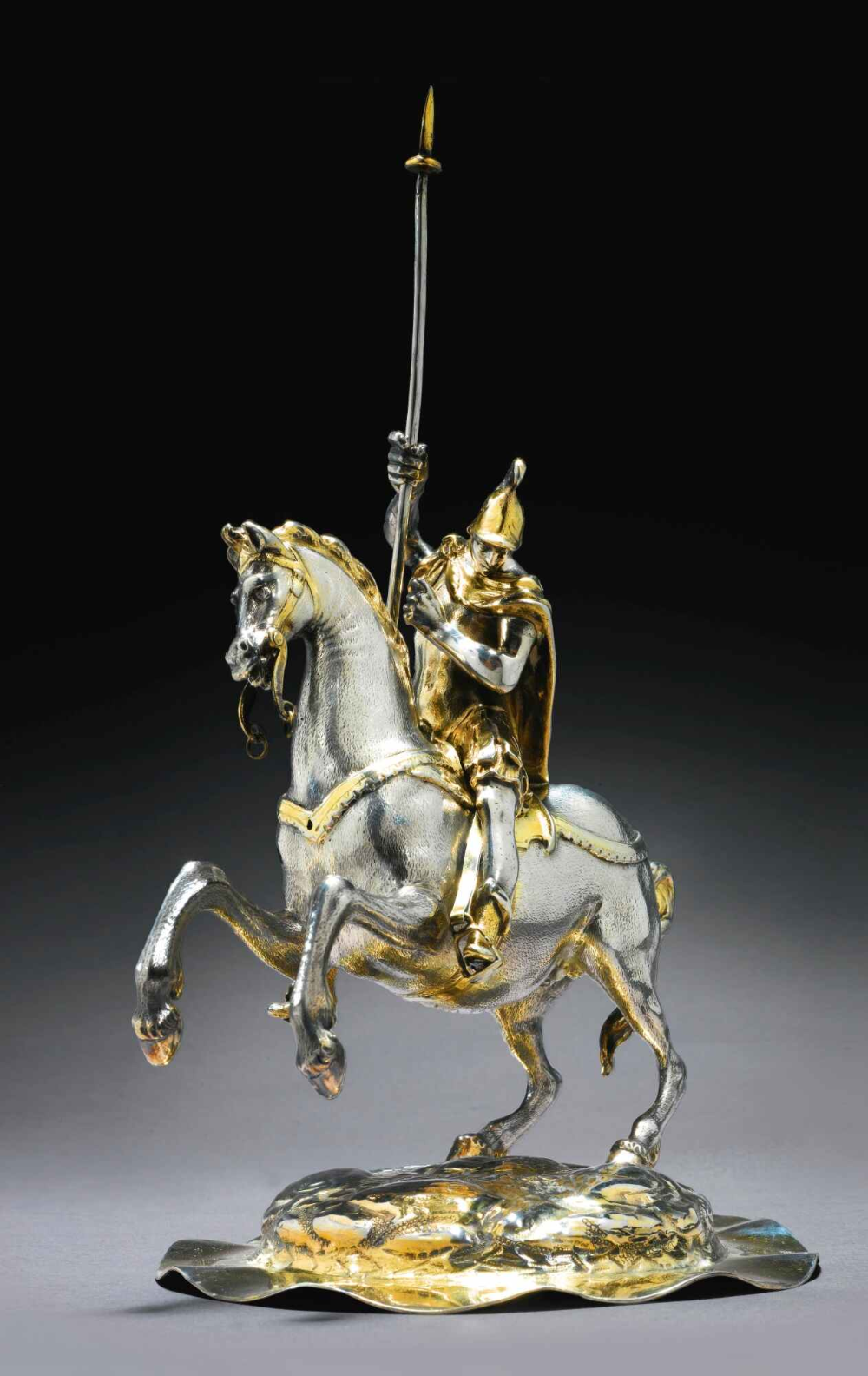 Parcel-gilt silver equestrian figure of St. George, cr. 1640, Melchior Gelb I, Augsburg, Germany