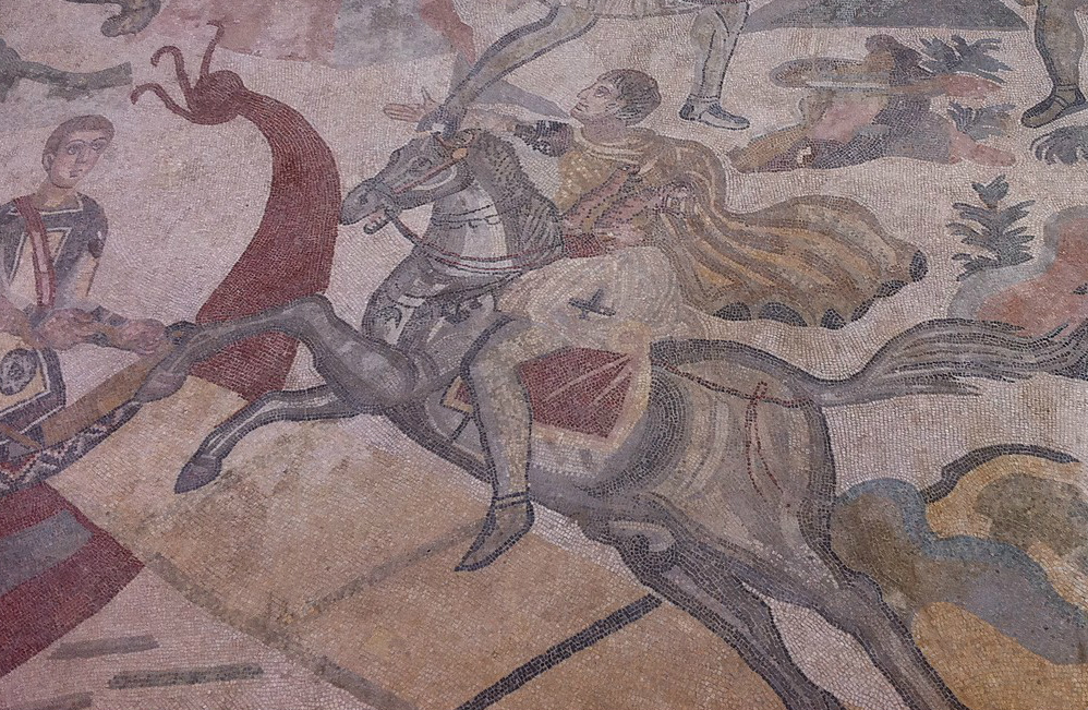 Mosaic with a hunting scene, early 4th century AD, Villa del Casale, Piazza Armerina, Sicily