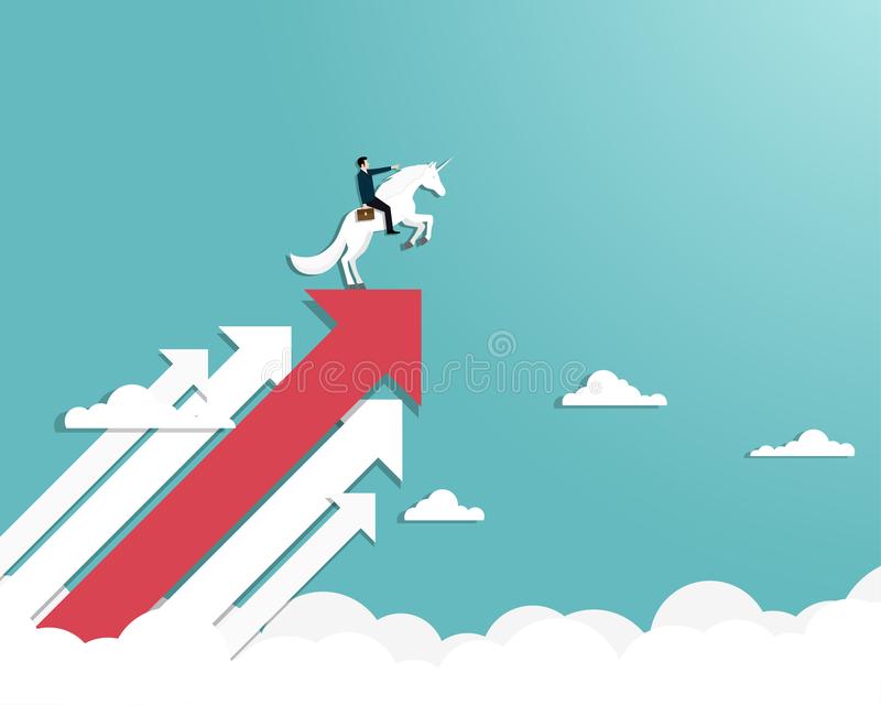Businessman riding a unicorn on arrow, 2010s, Pishit Kamsink