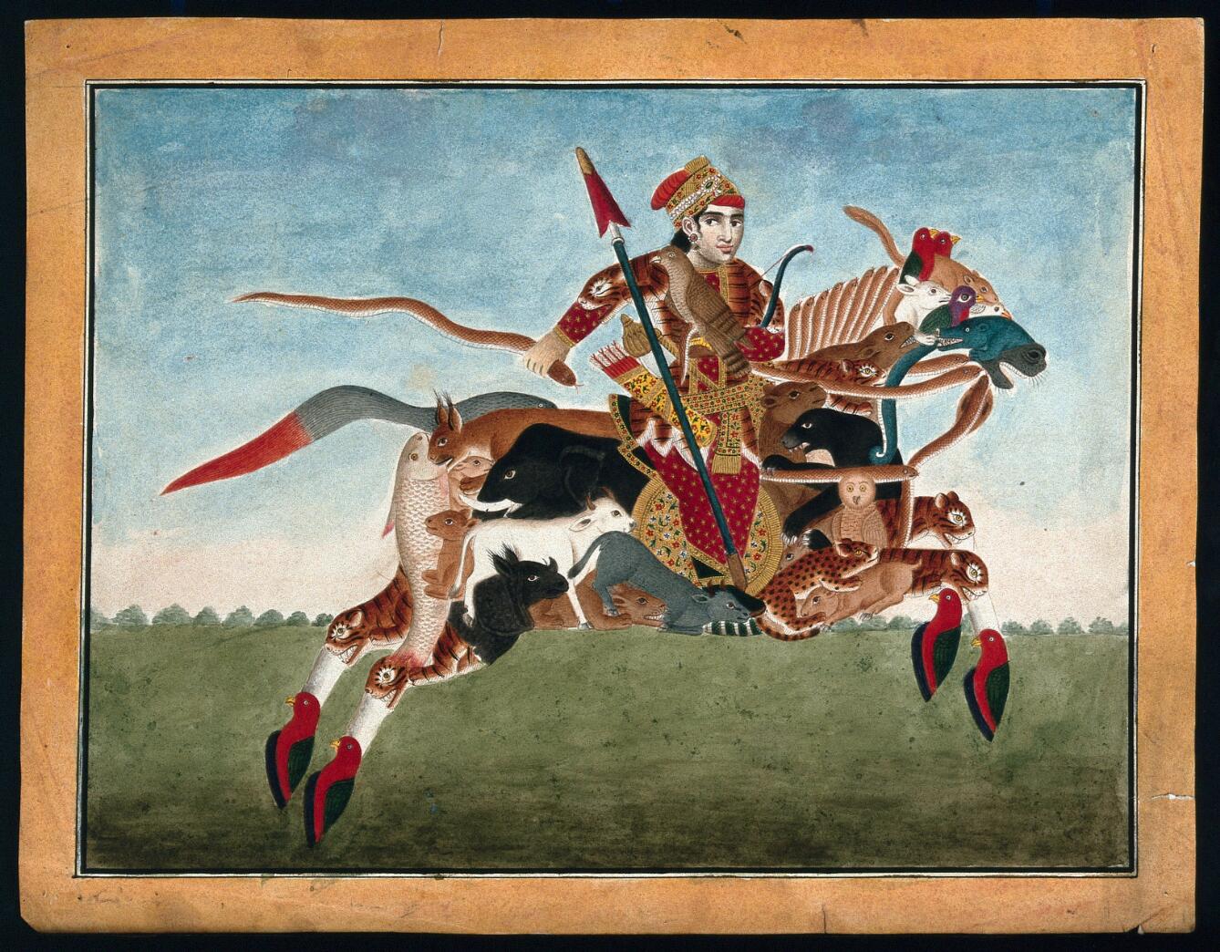 A warrior galloping on a composite horse, 19th century, India