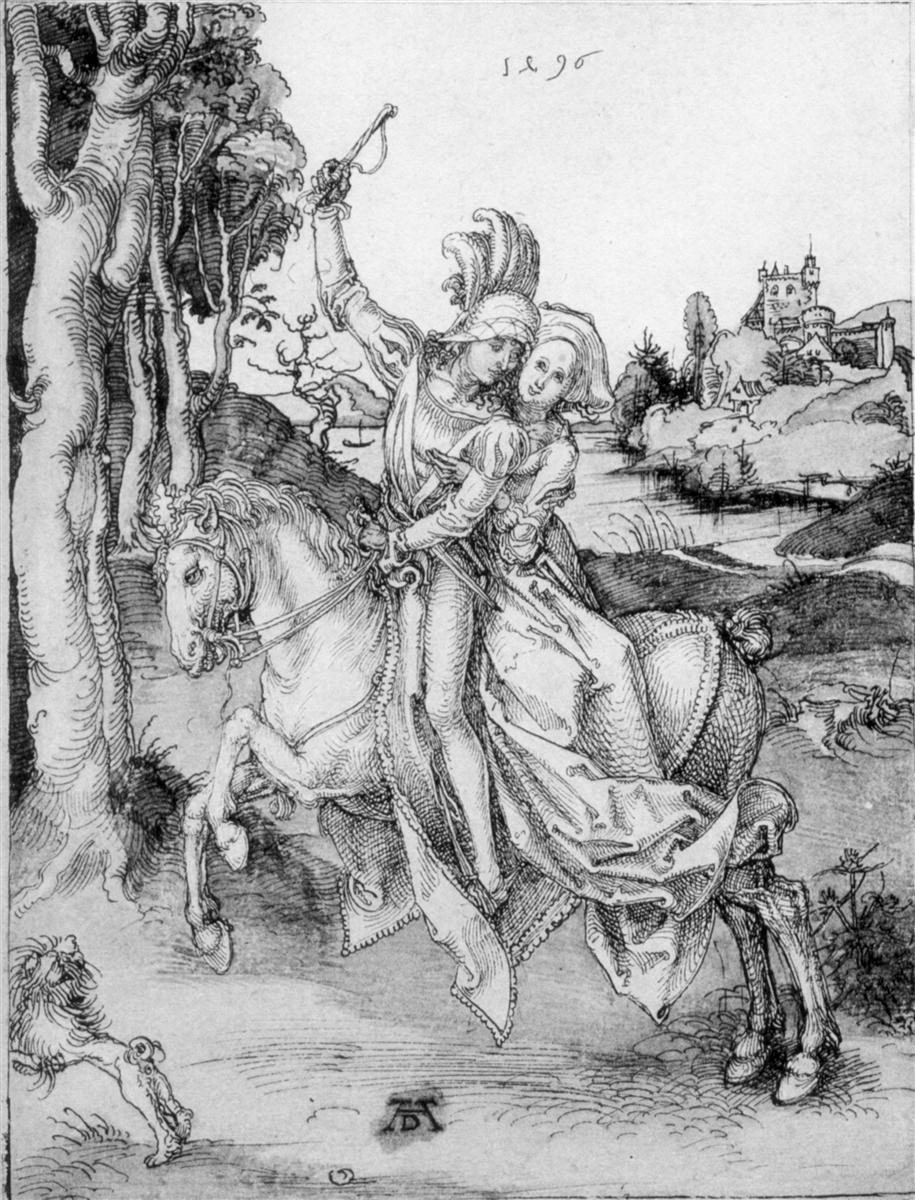 GERMAN RENAISSANCEYoung couple on a horseback, 1496, Albrecht Dürer