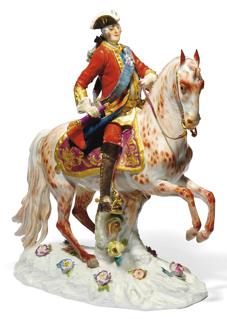 Augustus III porcelain figurine, 20th century, incised in 1796,