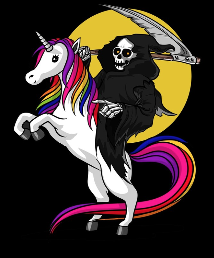 Grim Reaper riding a unicorn, 2010s, Nikolay Todorov (?)