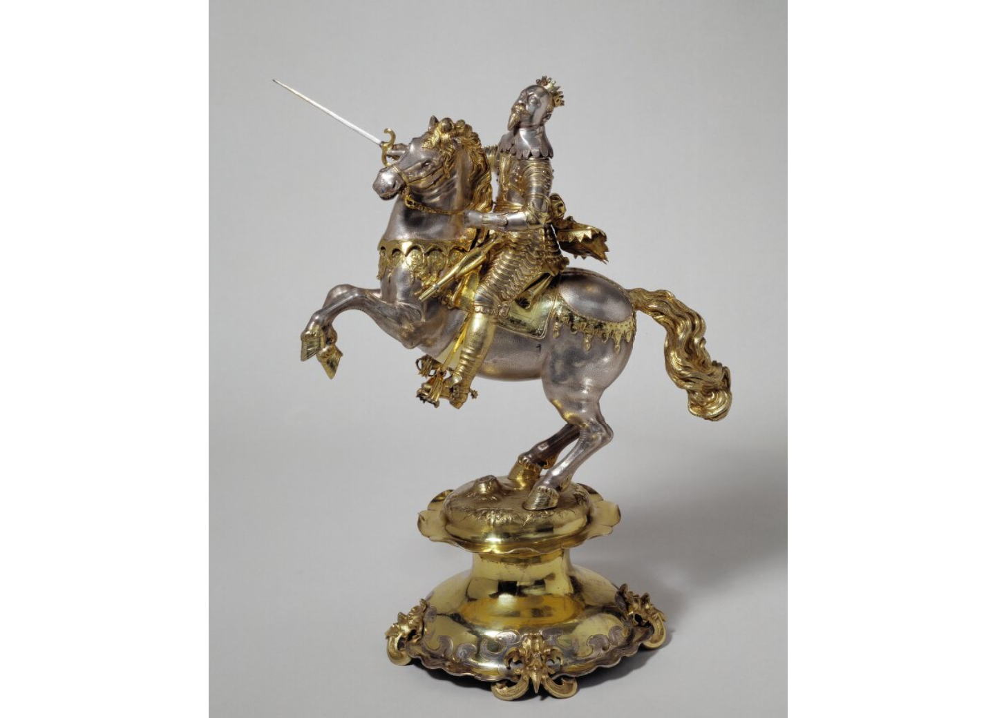 Drinking cup/centrepiece, modelled as Gustavus Adolphus II King of Sweden, 1644-1647, David Schwestermüller I, Augsburg, Germany