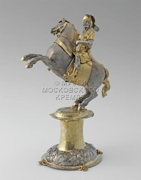 Table figurine 'Riding Warrior', 1665-1669, Heinrich Mannlich, Augsburg, Germany