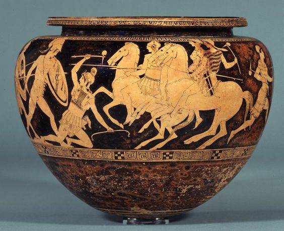Dinos with the depiction of combat of Attic heroes with Amazons, 440 BC-430 BC, Attica