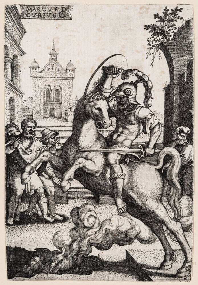 Marcus Curtius rides into the abyss, cr. 1535, Georg Pencz, Germany