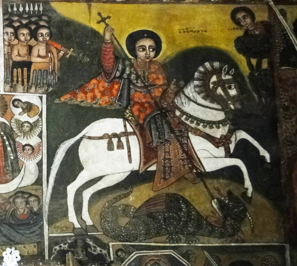 St. George Slaying the Dragon, church wall painting, ?
