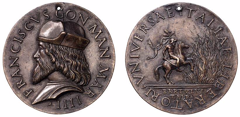 Medallion of Francisco II Gonzaga with the depiction of Marcus Curtius, 1530, Bartulus Talpa, Mantua