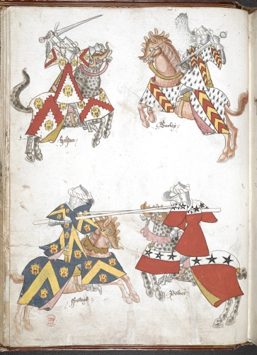 Illustration of Sir Thomas Holme's Book of Arms, cr. 1446, before 1448, London (?), South-East England