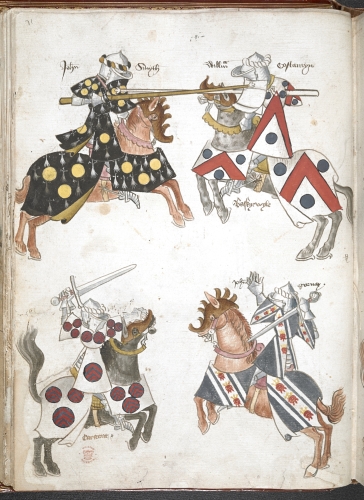 Illustration of Sir Thomas Holme's Book of Arms, cr. 1446, before 1448, London (?), South-East England