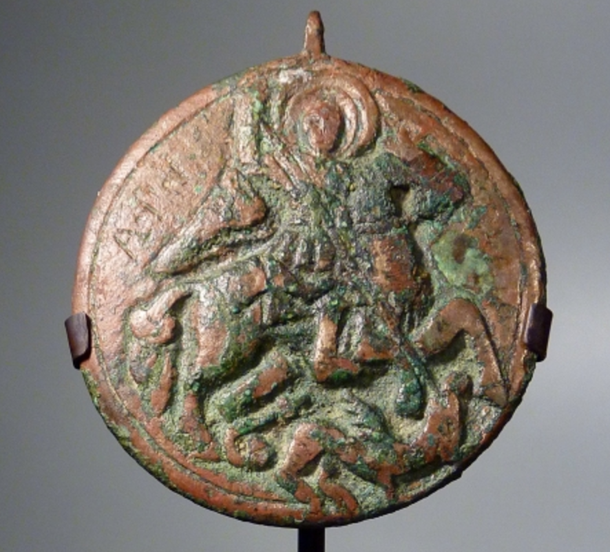 Bronze medallion with Saint George, 9th–12th century, Byzantine